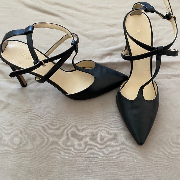 Nine West Shoes - Nine West Black T-Strap Pointy Stiletto Shoes Size 7